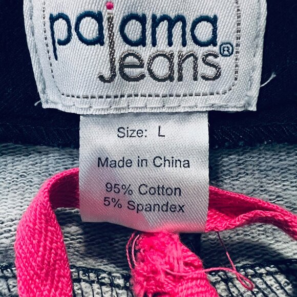 Pajama Jeans-Pull On Women's Drawstring Waist Dark Blue Wash Stretch Pants-Sz Lg - Picture 12 of 16